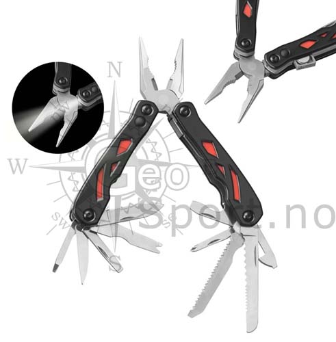 MULTI TOOL in BLACK and RED m/ lommelykt