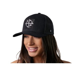 Geocaching Trucker Hat- Svart med svart/sølv lapp