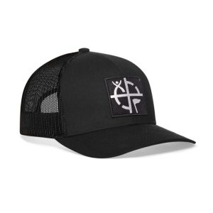 Geocaching Trucker Hat- Svart med svart/sølv lapp